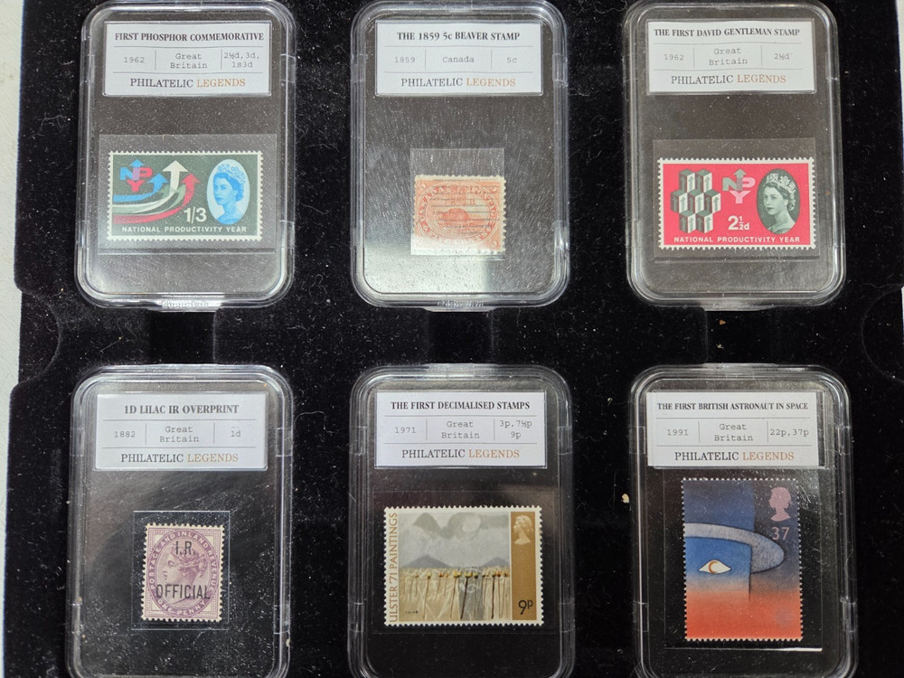 6 Philatelic Legends Presentation Stamps.