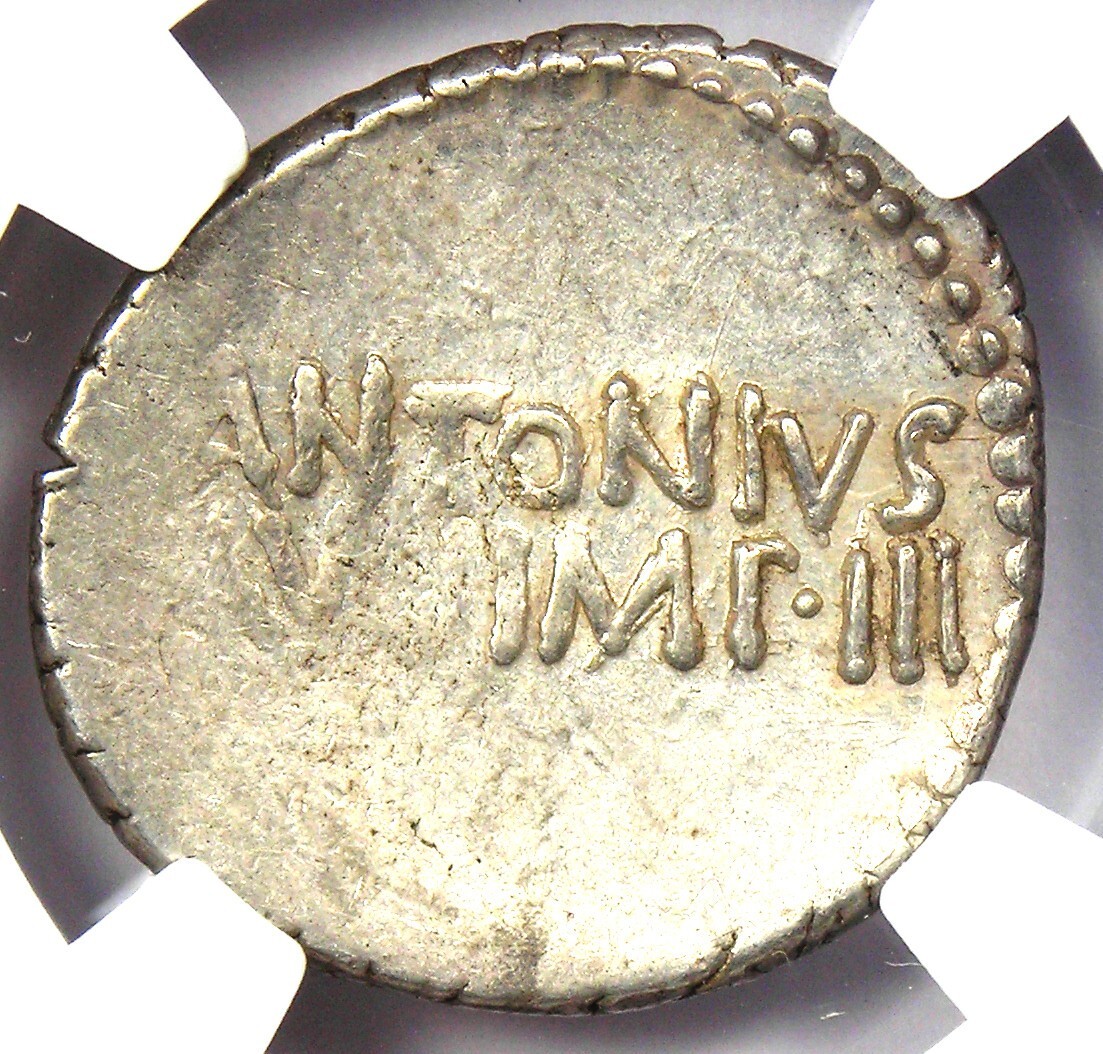 Marc Antony AR Denarius Portrait Silver Coin 33 BC - Certified NGC XF (EF)