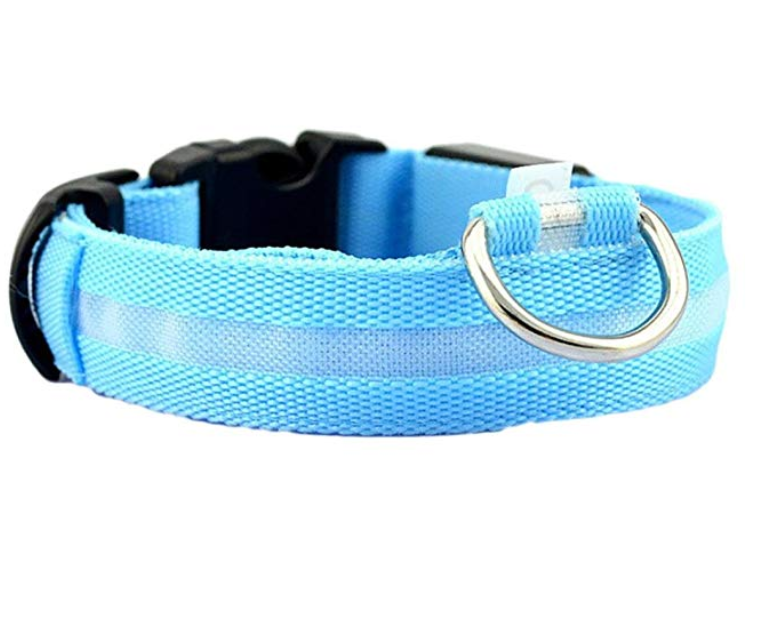 Adjustable LED Pet Dog Waterproof Nylon Collars Night Safety Light Up Outdoor