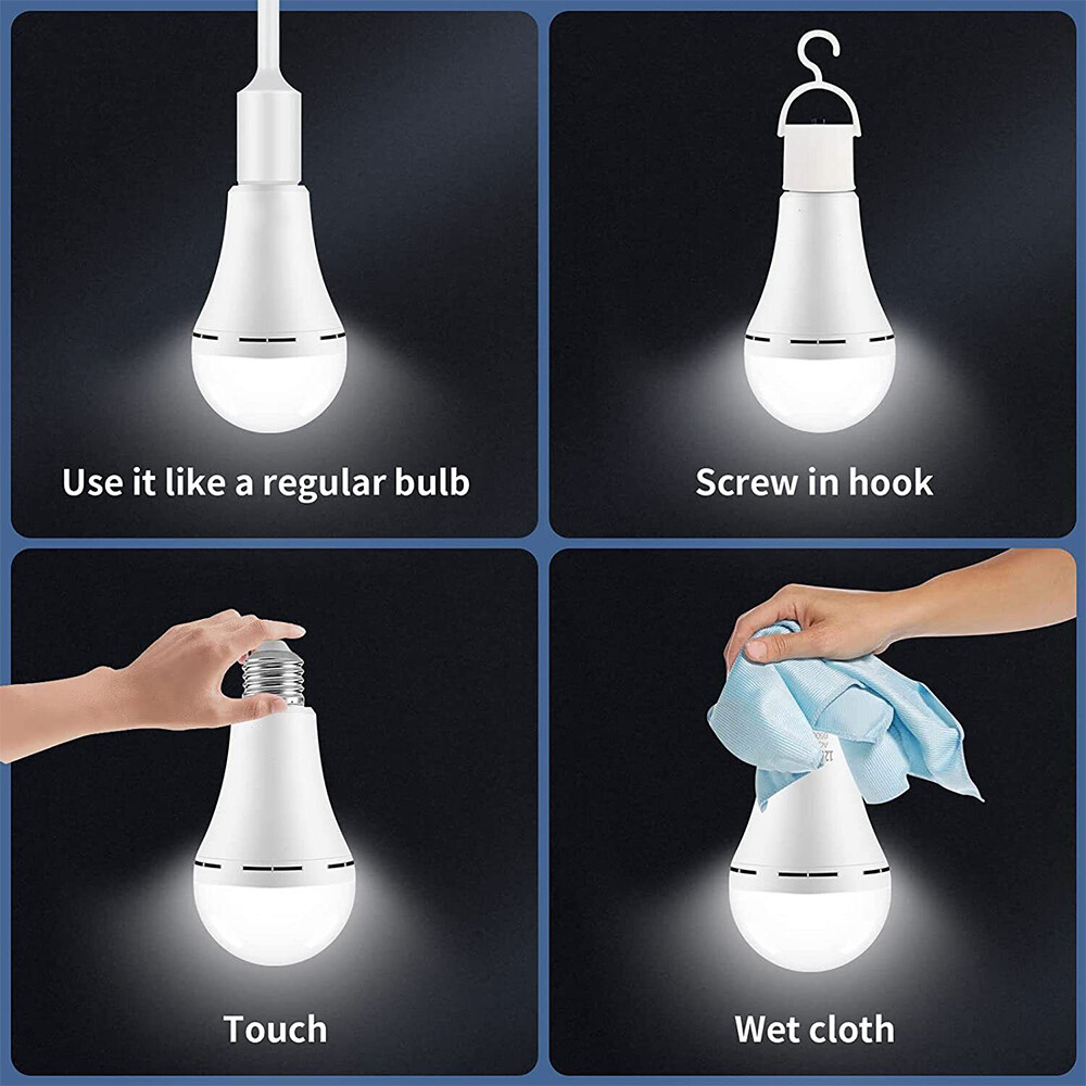 4 Pack Rechargeable LED Emergency Bulb 4-6 Hours for Power Failure F2