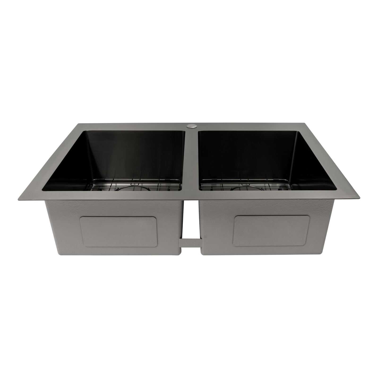 33x22" Drop in Kitchen Sink Double Bowl Gunmetal Black Stainless Steel USA