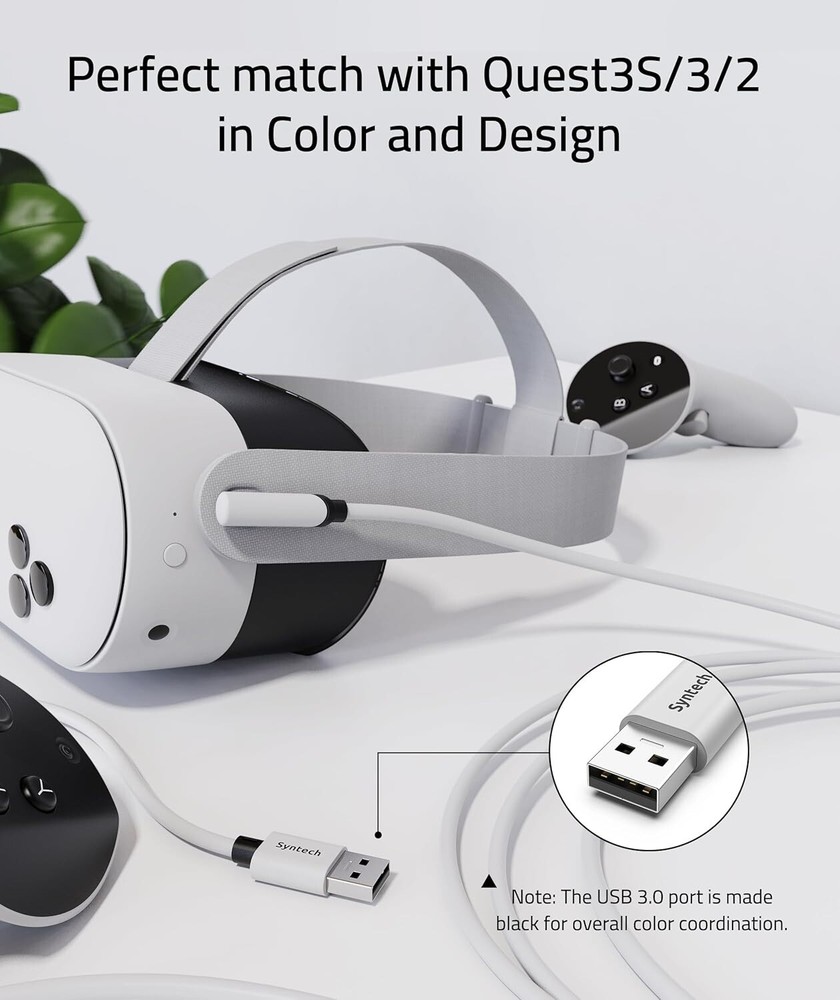 16FT VR Link Cable with L-Shaped Connector for Oculus & SteamVR Experience