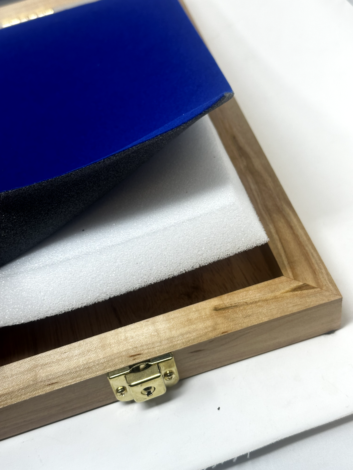 Maple Wood Display Case 12 x 18 x 2 with Blue Liner for Arrowheads Knives Coins