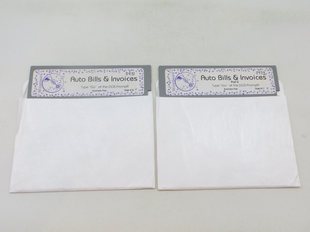 5.25" Floppy Disks AUTO BILLS & INVOICES Wizardware Computer Software Discs