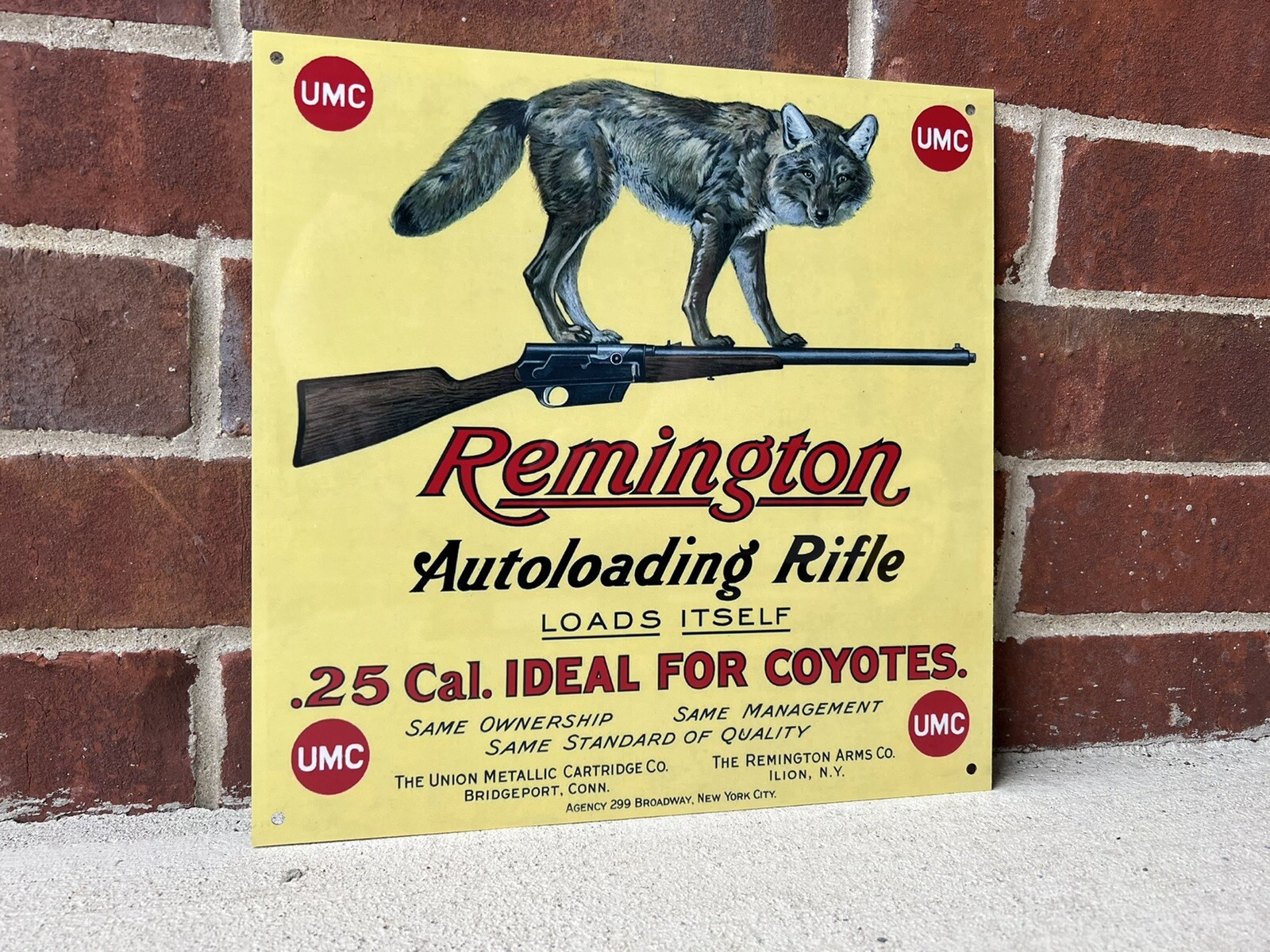 Remington Coyote  Vintage Style Sign  rifle revolver Gun