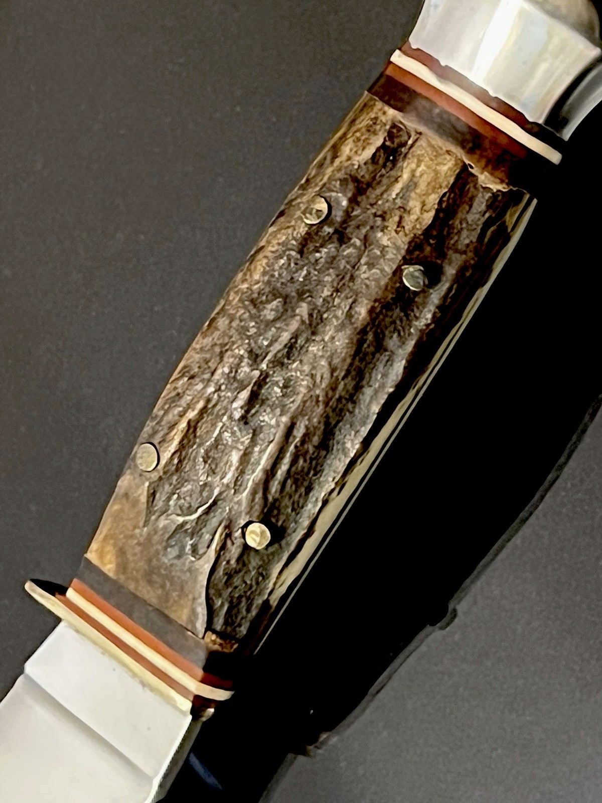 VINTAGE VOSS CUT. CO.GERMANY THICK STAG HUNTING KNIFE SKINNER BLADE 8-1/4” MINT