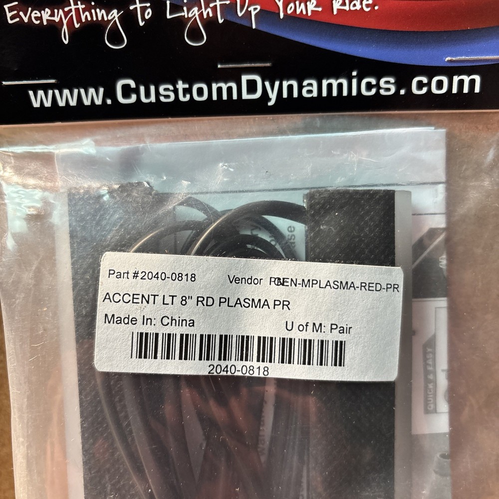 Harley Custom Dynamics 2040-0818 red 8" plasma accent lights