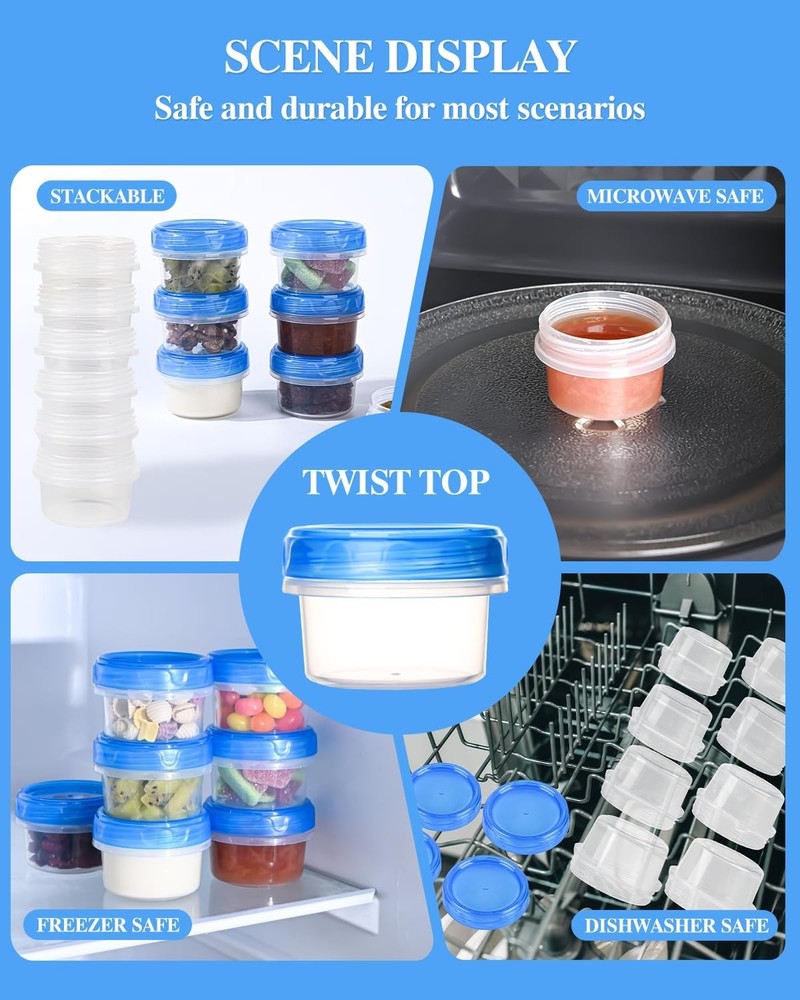 8 Pack Small Food Storage Containers Leakproof Dressing Sauce Cups