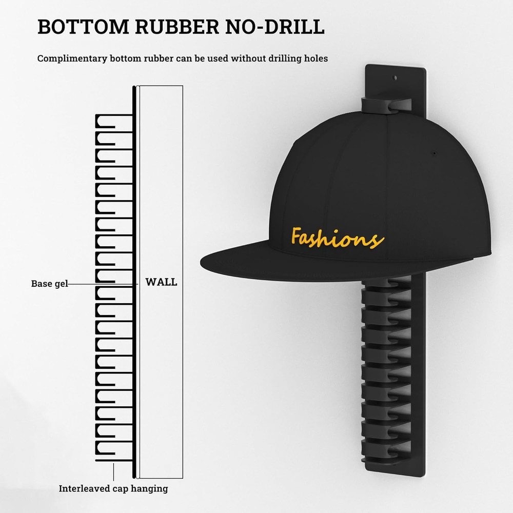 Durable Plastic Cap Storage Rack - Easy Install for 19 Hats, Versatile Use