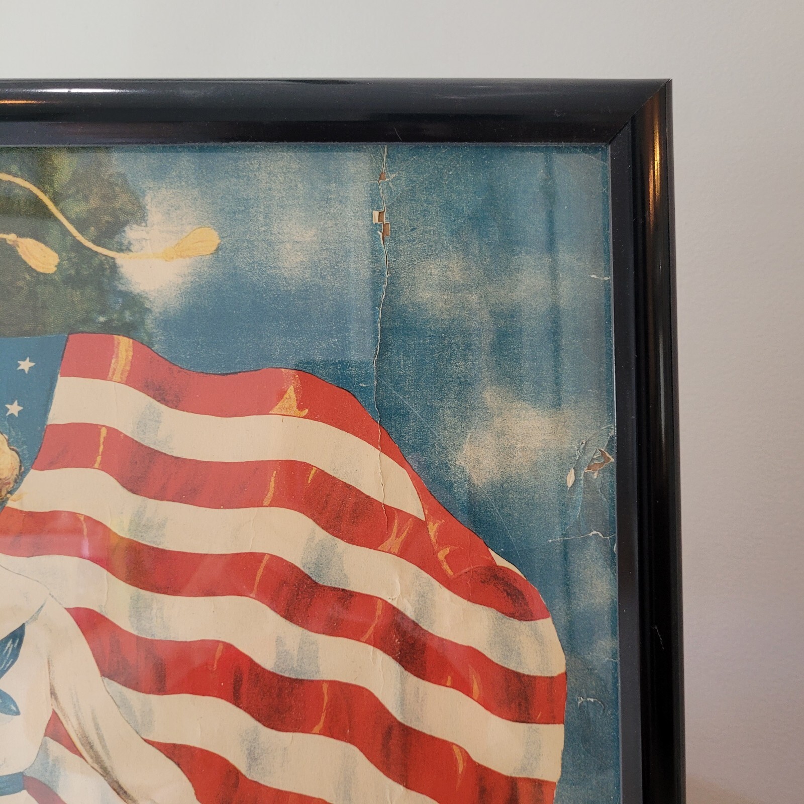 Antique Original WWI Poster Flag of Freedom 1918 21" x 17" Framed USA *READ*