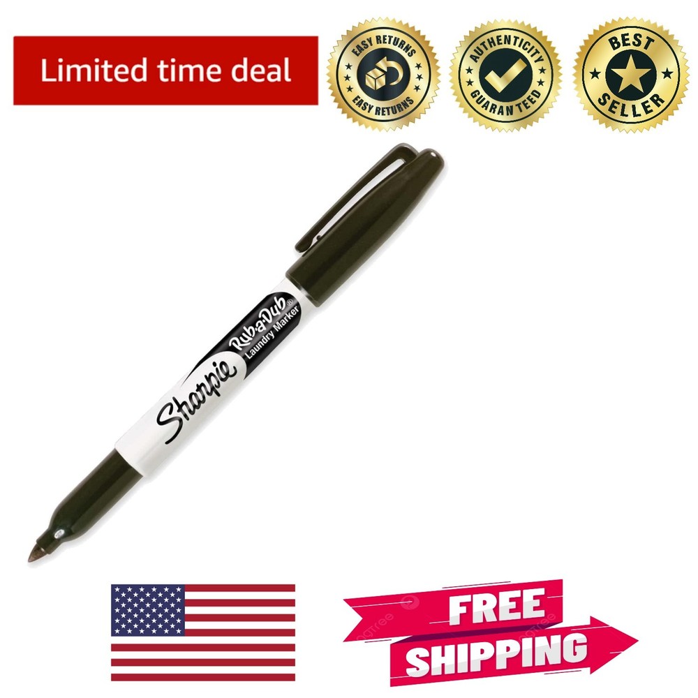 Rub-A-Dub Permanent Black Laundry Marker - Fine Point, Quick-Dry Convenience
