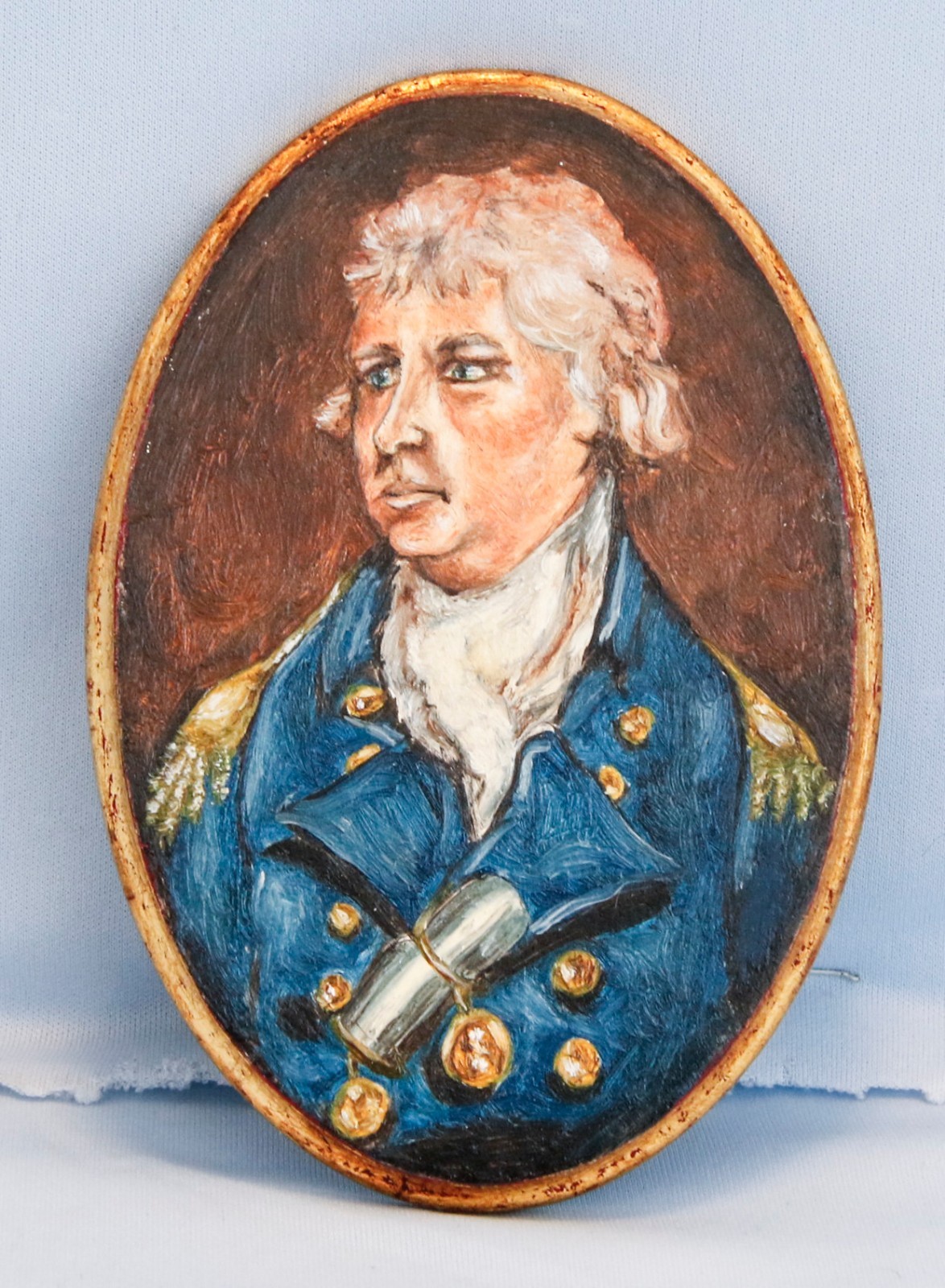 Vintage Hand Painted Wooden Plaque British Navy Captain Johnson Foley  Napoleon