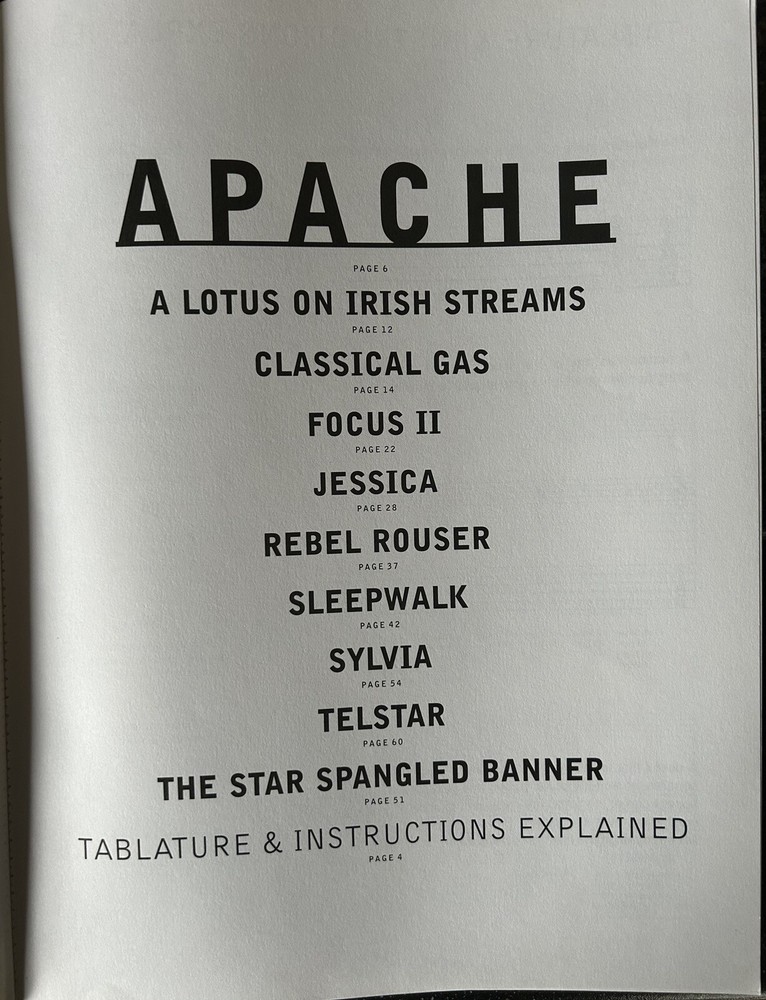 Apache plus 9 More Great Guitar Instrumentals - Tabulature and Standard Notation