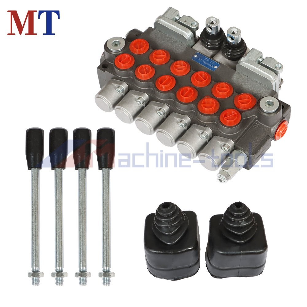 6 Spool Hydraulic Backhoe Directional Control Valve With 2 Joysticks 11GPM