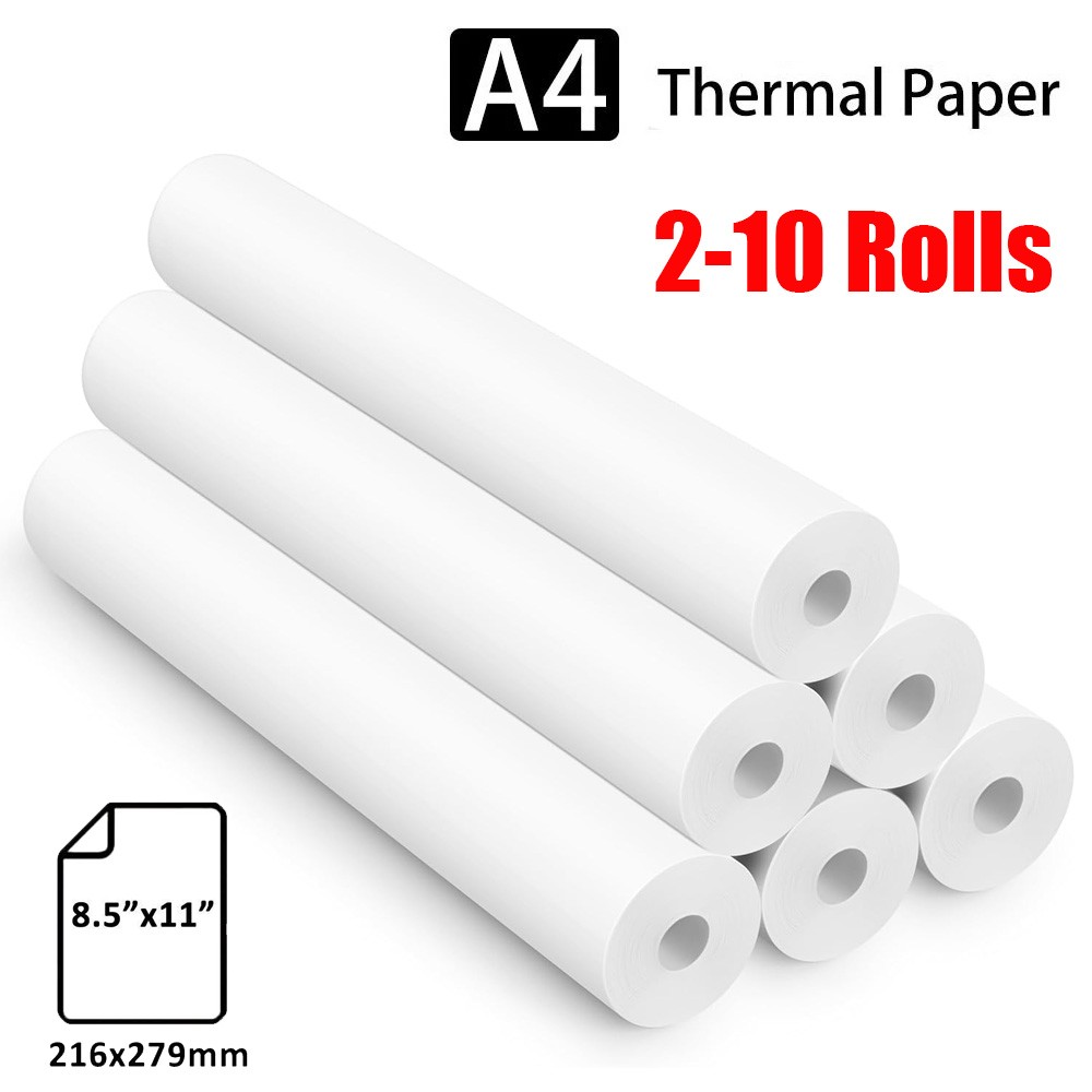 2-10 Rolls A4 Thermal Paper 8.5" x 11" US Letter Size for Phomemo M08F M832 M834