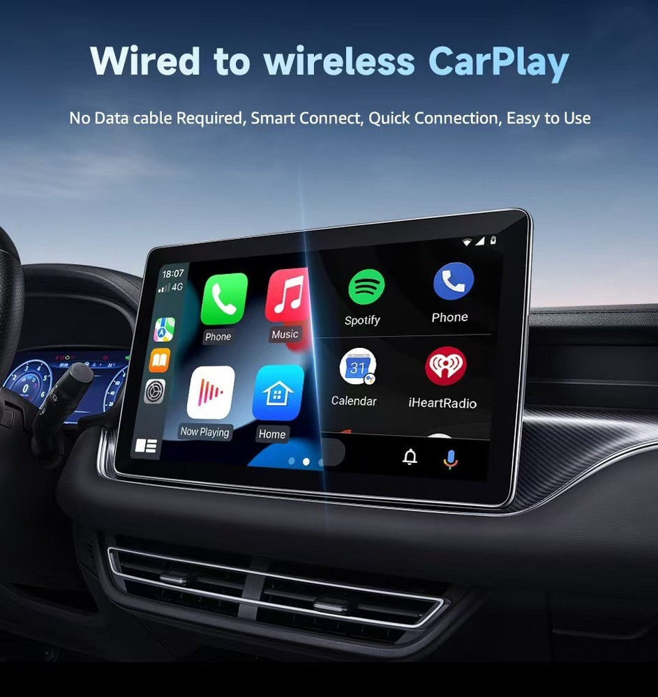 2 in 1 Car Auto Wireless Apple Carplay & Android Auto USB Adapter Plug & Play