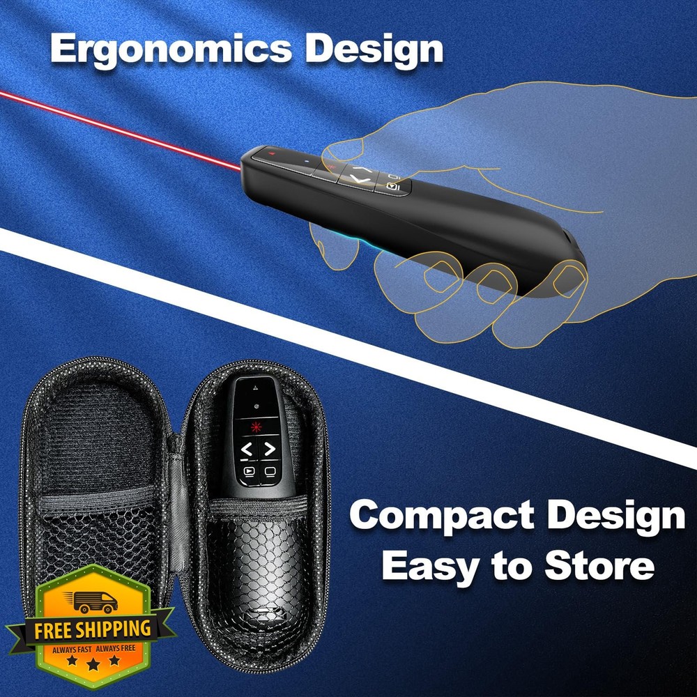Presentation Clicker, Red Laser Pointer PPT Remote, USB C