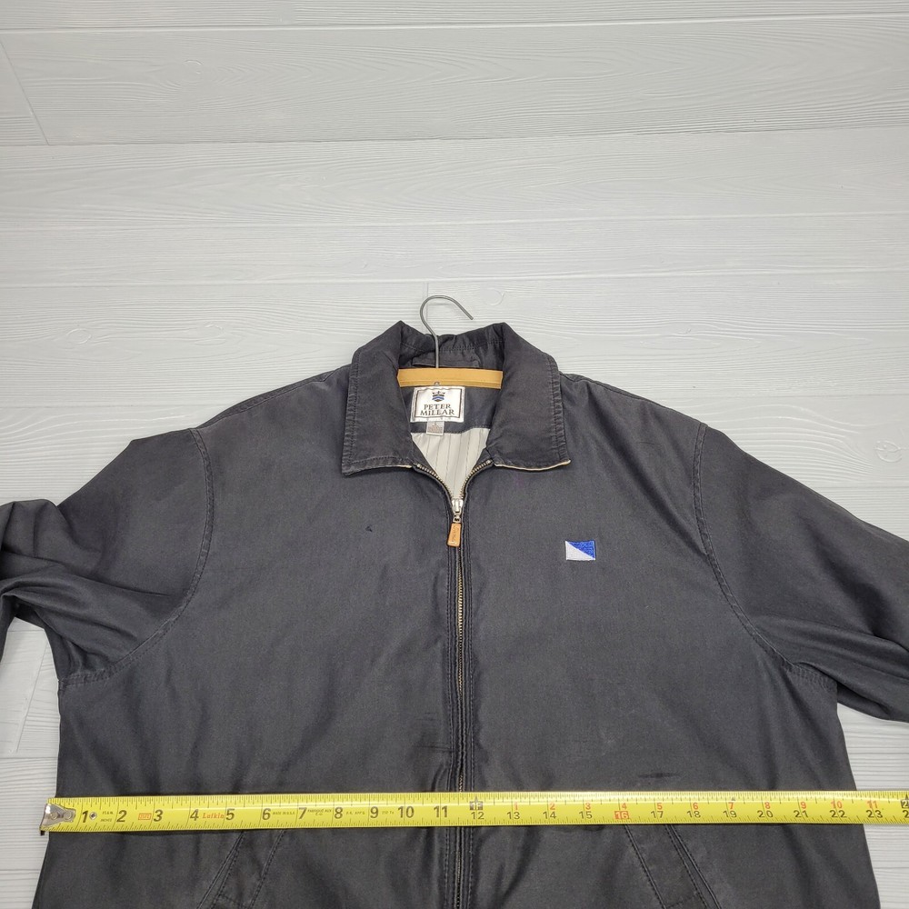 Peter Millar Black Full Zip Lightweight Golf Jacket Size Large Distressed