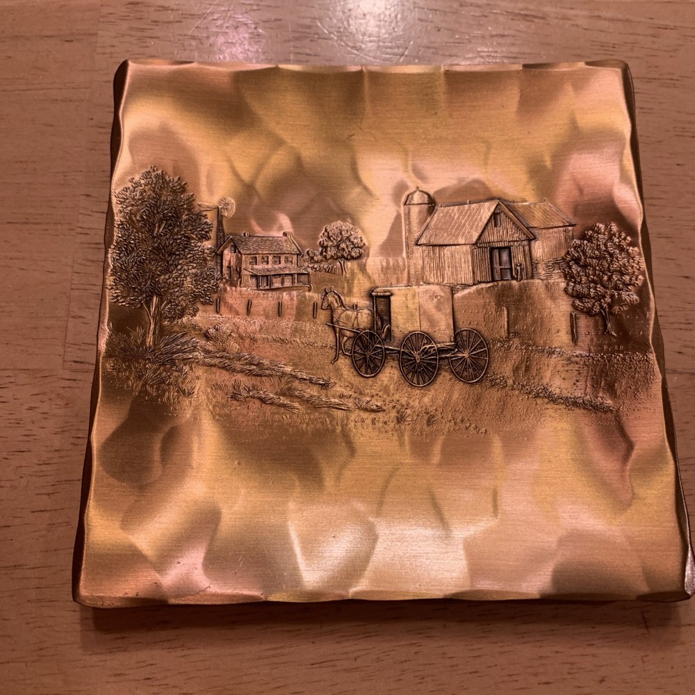 Wendell August Forge Solid Bronze Amish Buggy  4 1/2” Square Tray