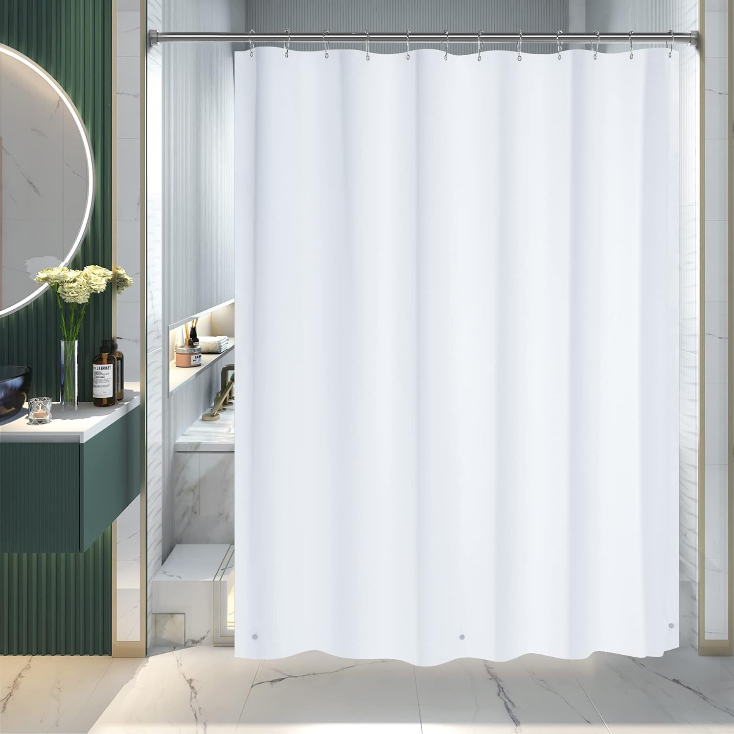 Extra Long Shower Curtain Liner, White Shower Curtain Liner 84 Inches Long, 72X8