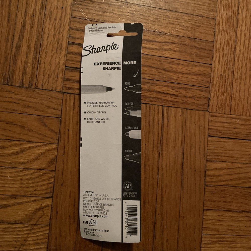 ULTRA FINE BLACK Sharpie Fine Point Permanent Marker 1 Single NEW