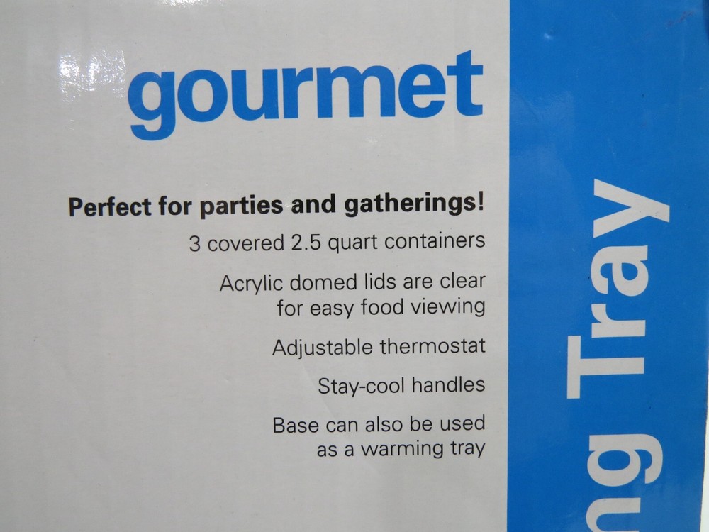 New Triple Buffet Server/Warming Tray (3) 2.5 Quart Serving Trays (I1B97C)