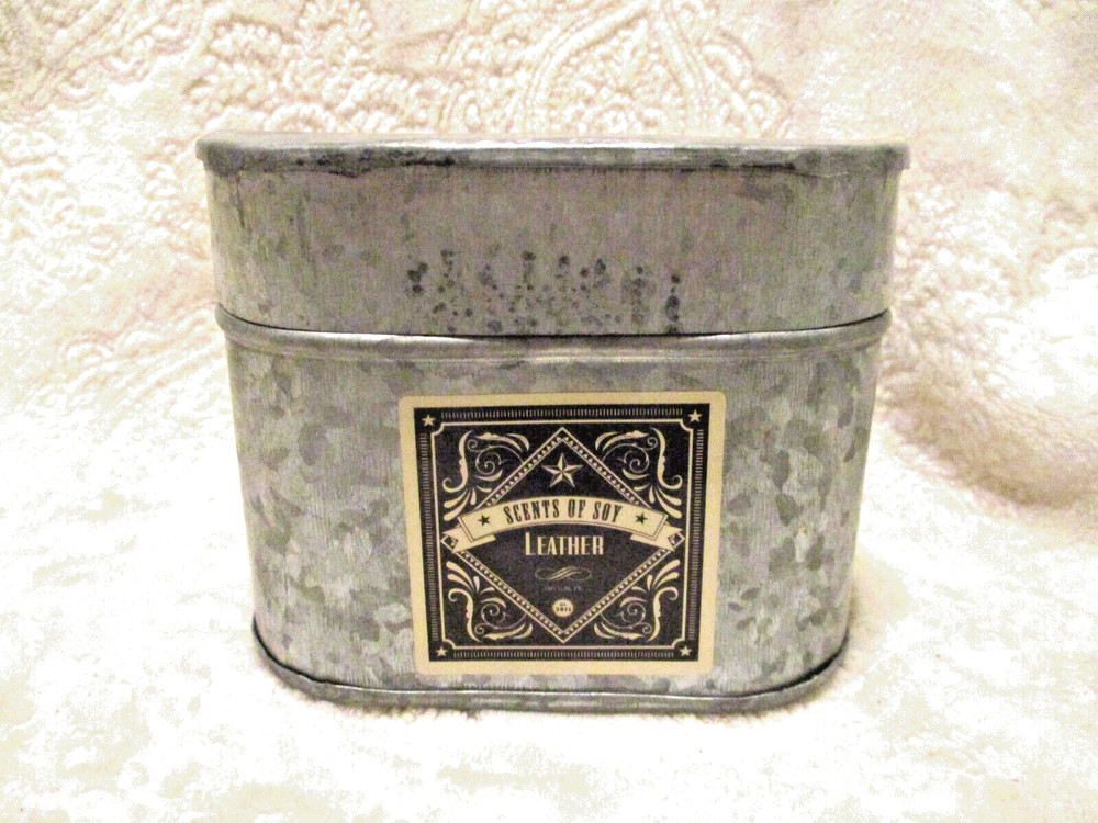 Galvanized Empty Oblong Shape Candle Container~NO CANDLE~EMPTY