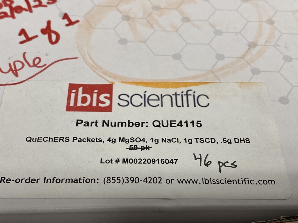 (46) IBIS 15mL QuE QuEChERS Premixed Extraction Salt Packets QUE4115