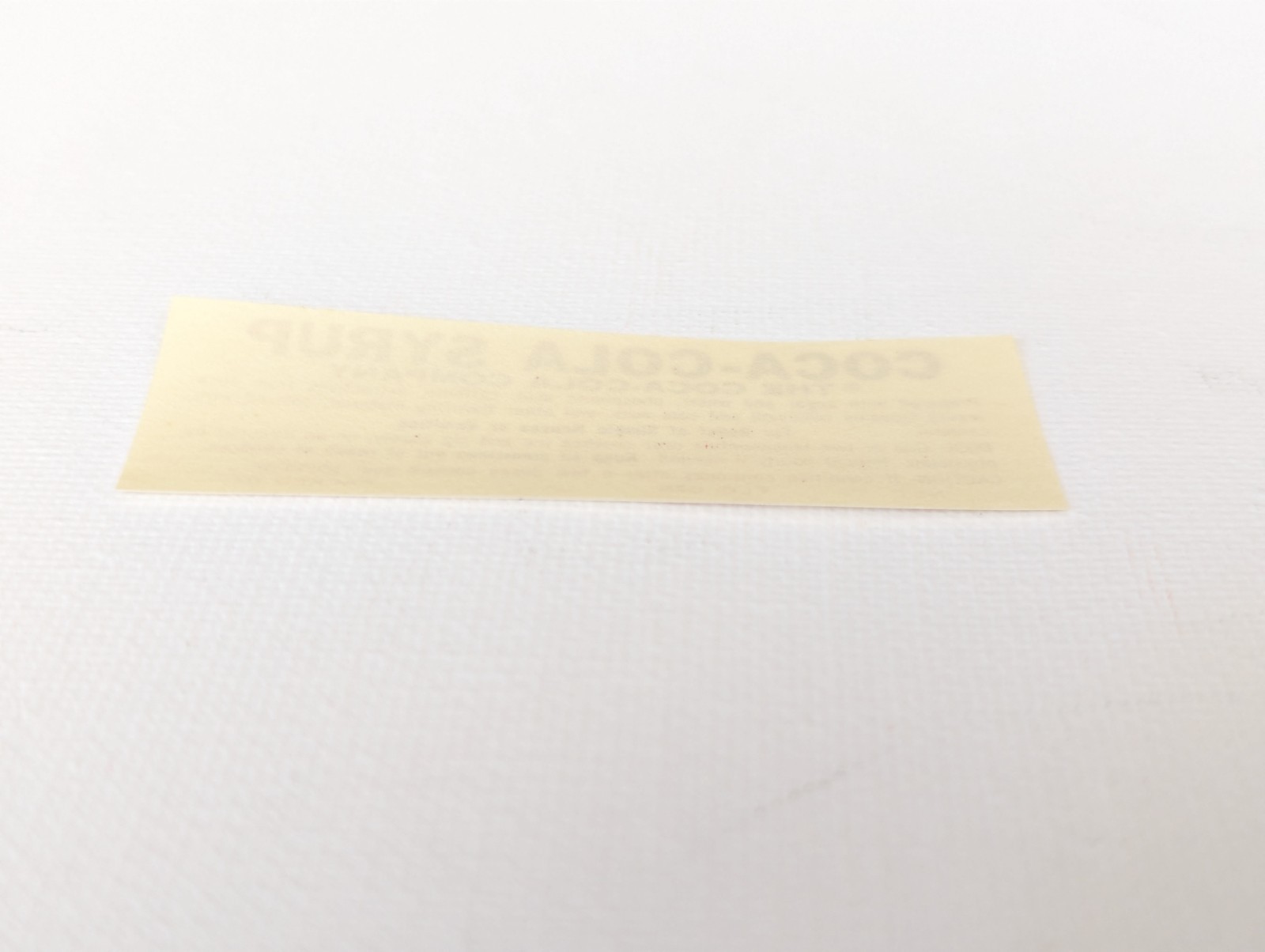 Coca-Cola Syrup Pharmacy Label "cocaine removed" 1950-60's UNUSED Gummed Back