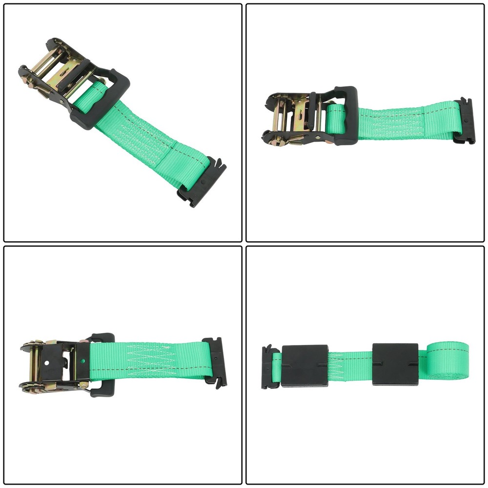 Universal E Track System 2 Straps 4 Wheel Chocks Hardware Cargo Control Green
