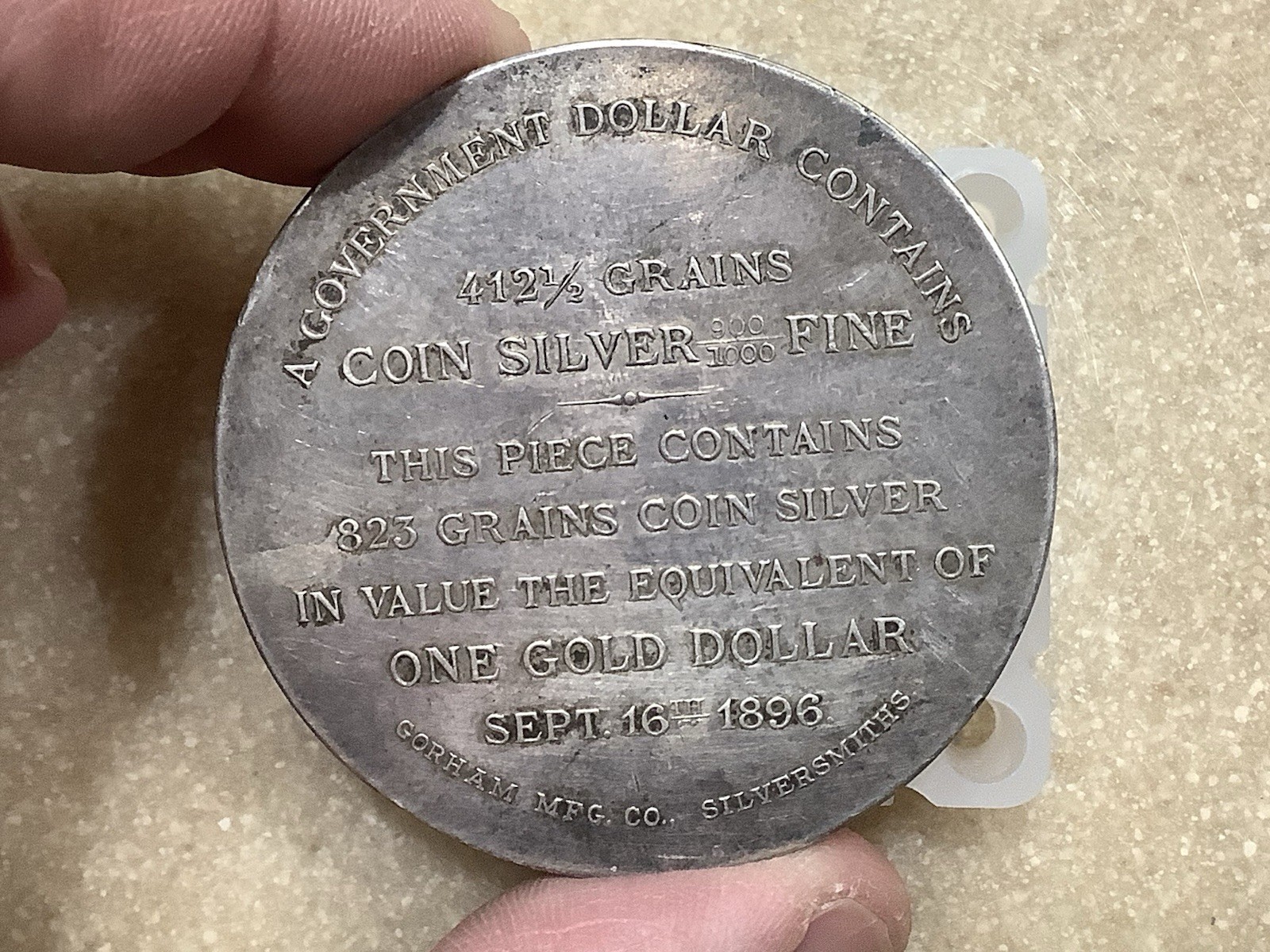 1896 Bryan dollar hk-781 silver medal*Engraved Ruth W Shuit Aug 10, 1896*