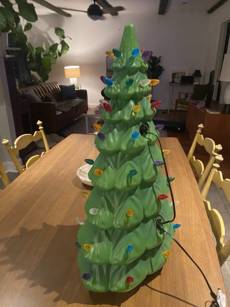Plastic Blow Mold Lighted Christmas Tree 27”