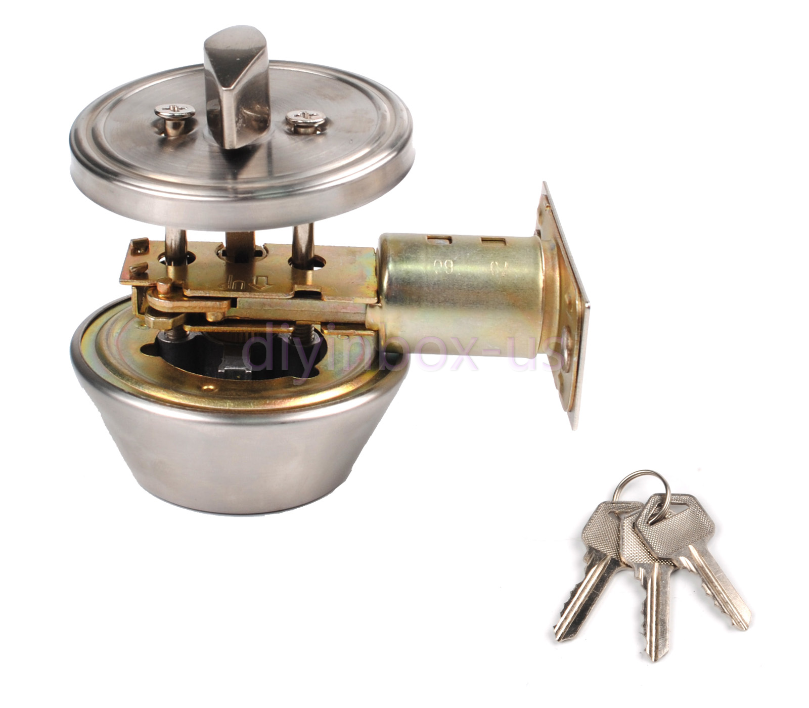 Top New 3 keys Silver Cylinder Deadbolt Door Lock Security Home Entry Handle Set
