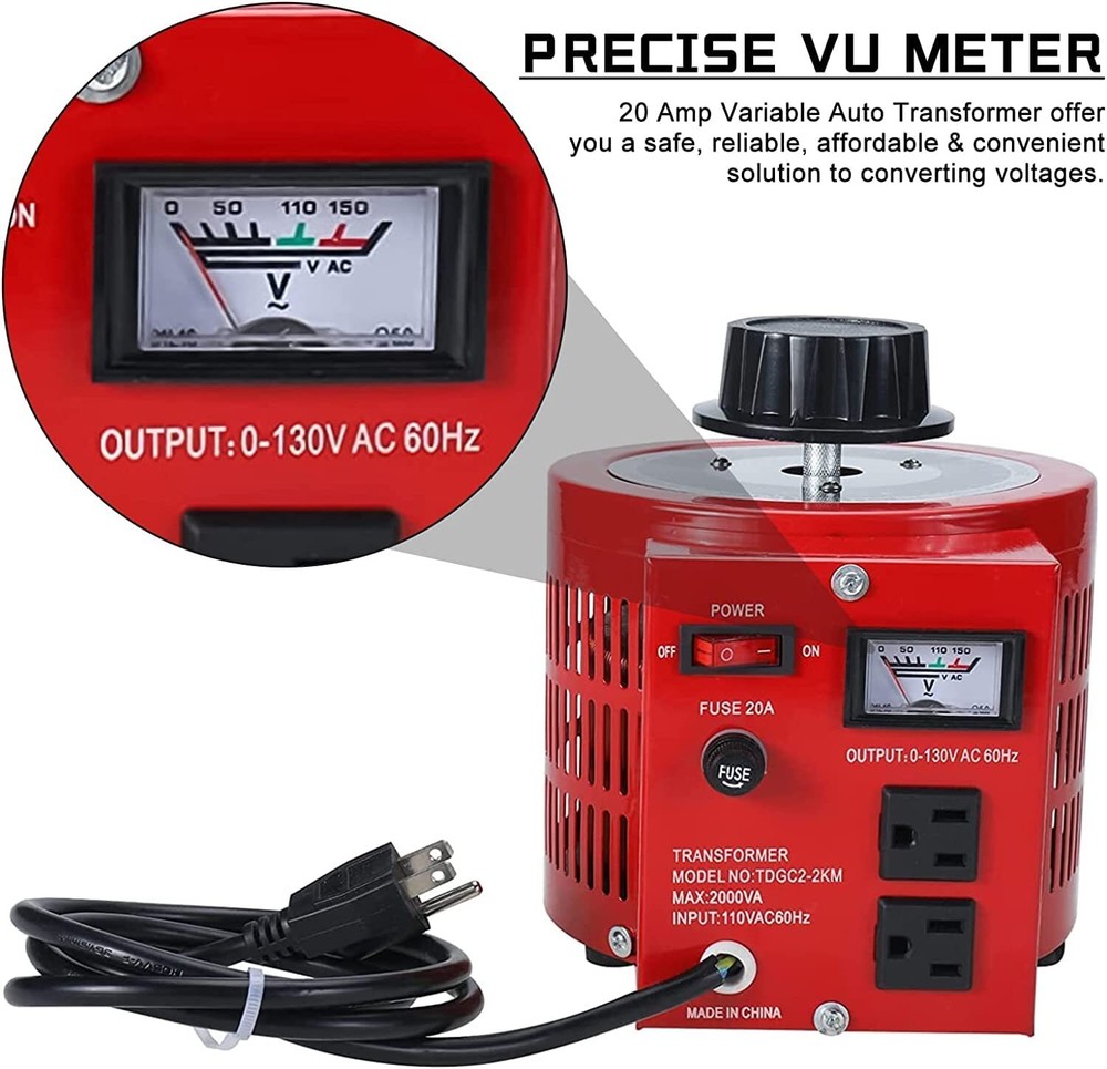 20Amp Variac Variable Transformer Auto AC Voltage Regulator Power Supply 0-130V