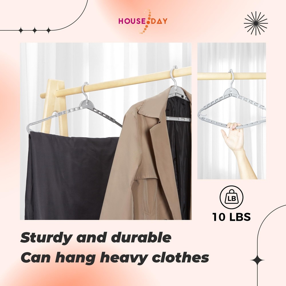4 Pack Gray Extra Large Adjustable Hangers 360 Rotating Hook Heavy Duty