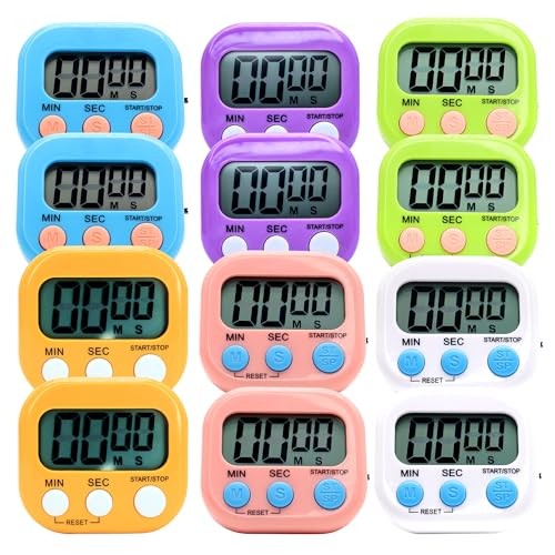 Pack Multi-Function Electronic Timer - Kitchen Timer,Magnetic Digital 12