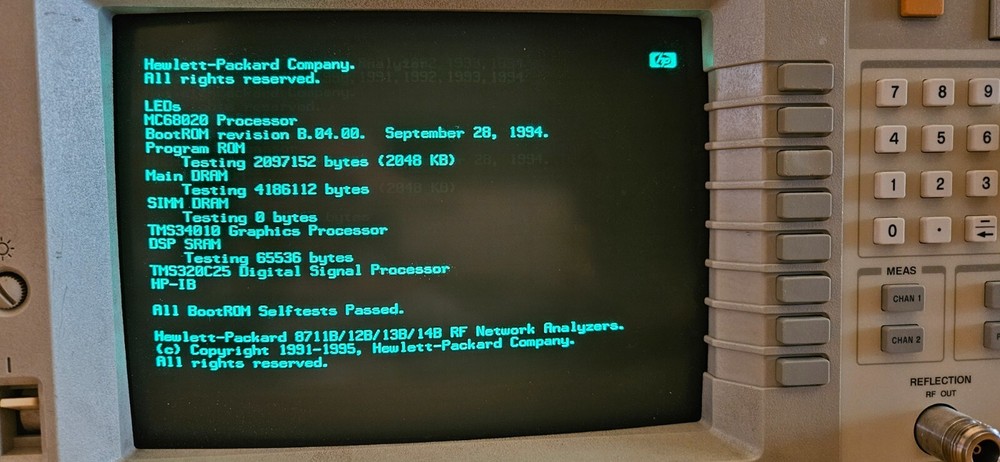 HP Agilent Keysight 8713B Network Analyzer 300kHz - 3GHz Opt 1C2 BASIC Prog Lang