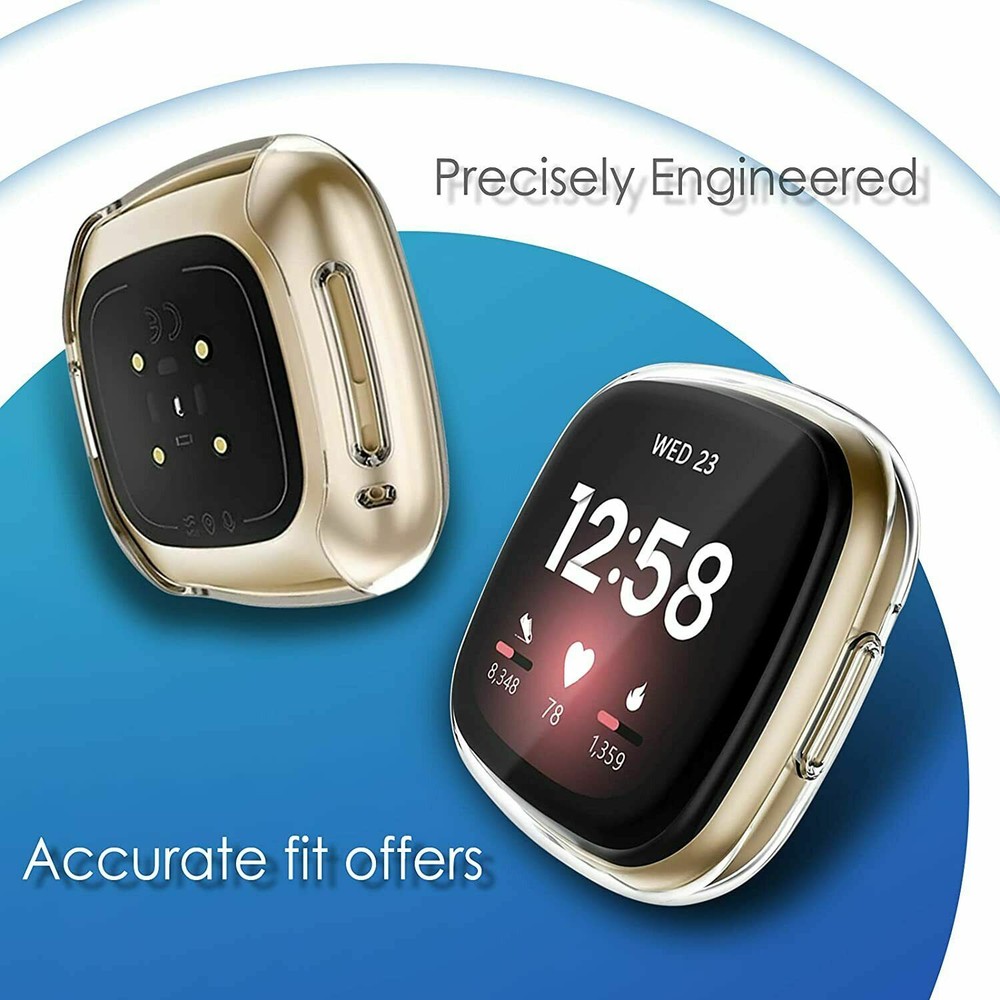 8 Pack Screen Protector Case for Fitbit Sense/Versa 3 Soft TPU Full Bumper Cover