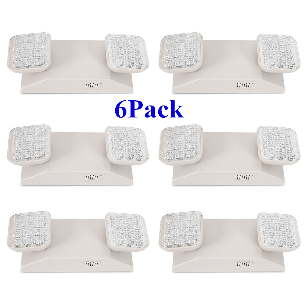 LED Exit Emergency Light Adjustable Two Head With Battery Backup US Stock  6pcs
