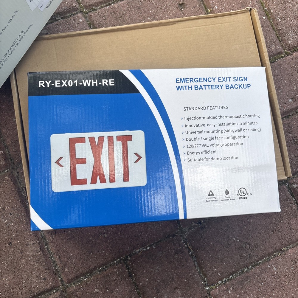 GZRUIYANG Exit Sign with Emergency Lights Red, LED Emergency Exit Light