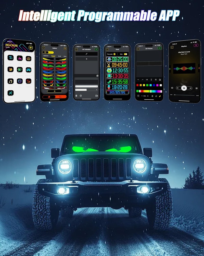 Devil Eyes Light for Windshield: 23.4"x4.7" Programmable LED Signs with APP &...