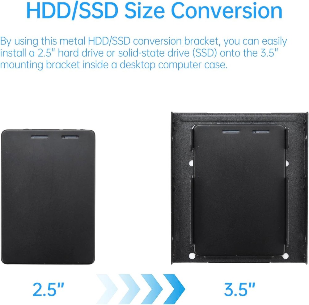 2 Pack Double-Deck SSD Mounting Bracket Adapter 2.5" to 3.5" Hard Black