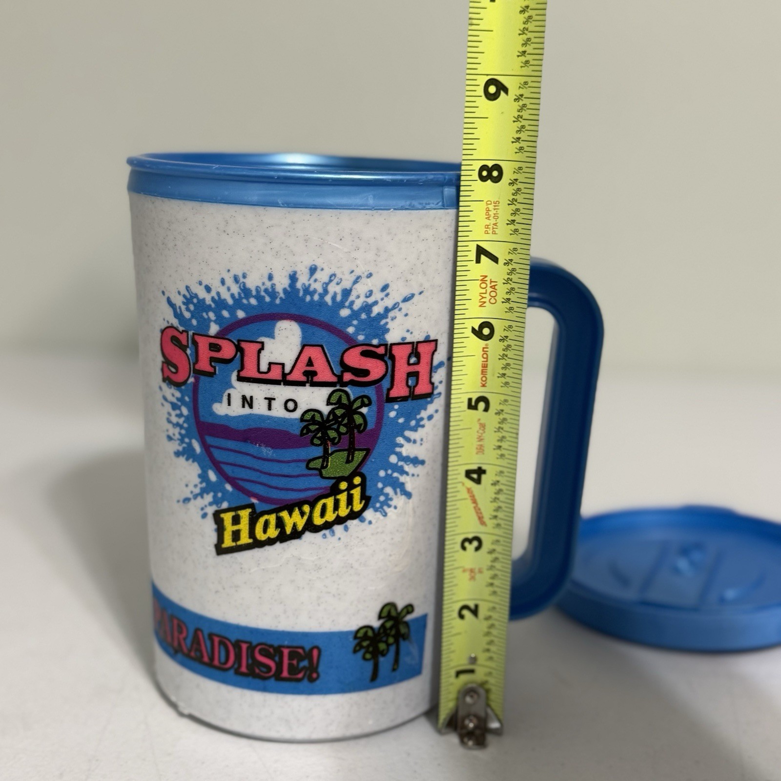 TWO Vintage Fountain Drinks Splash Into Hawaii Aladdin Travel Mugs Cups W/Lids