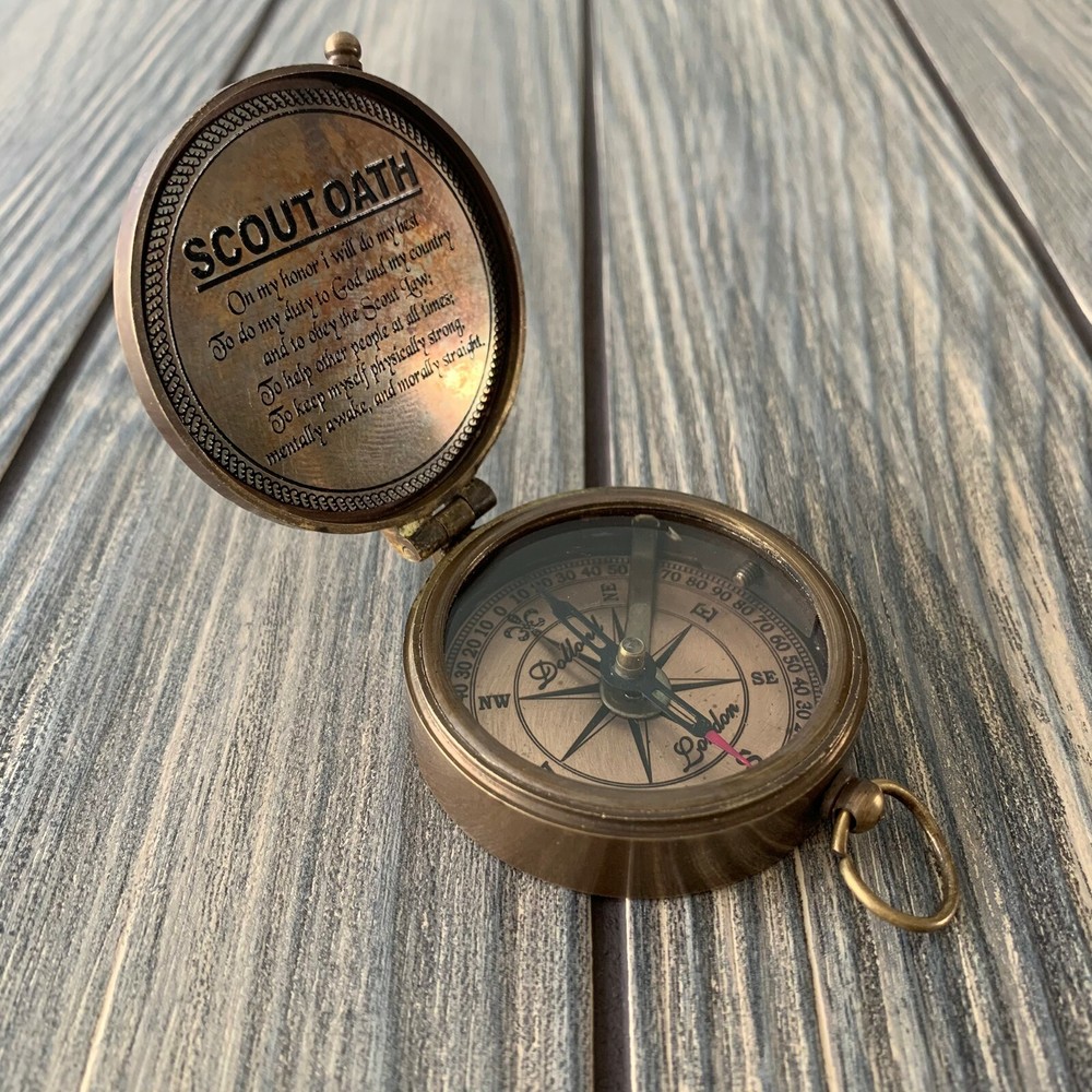 Solid Brass Boy Scouts Pocket Compass Gift