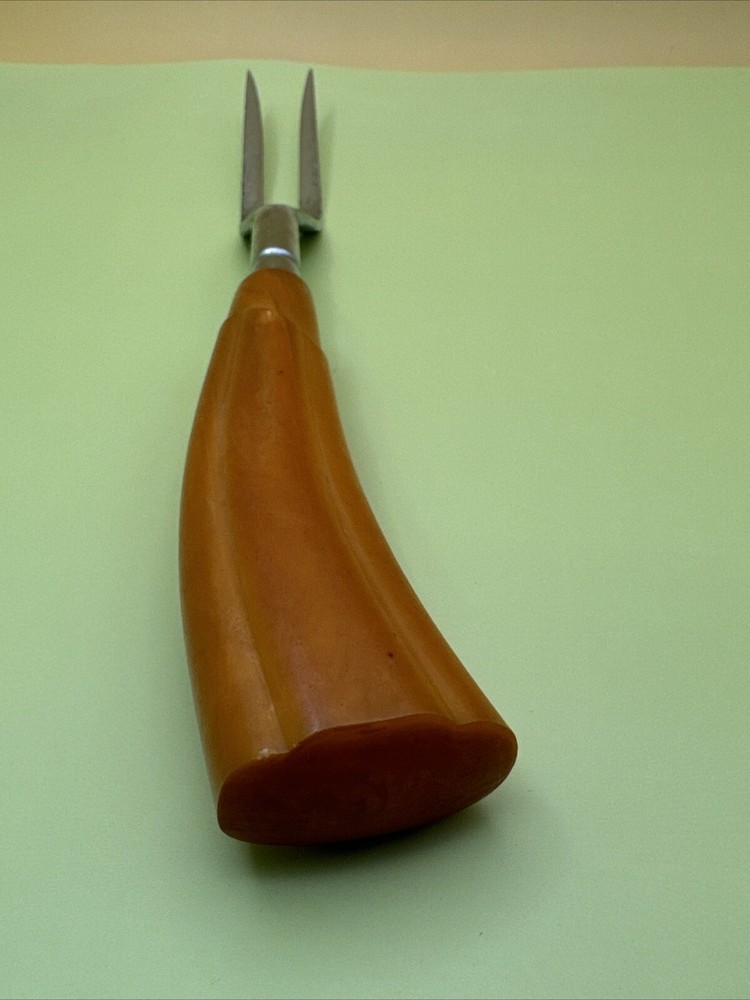 9.5” Vintage bakealite handled MCM meat Fork