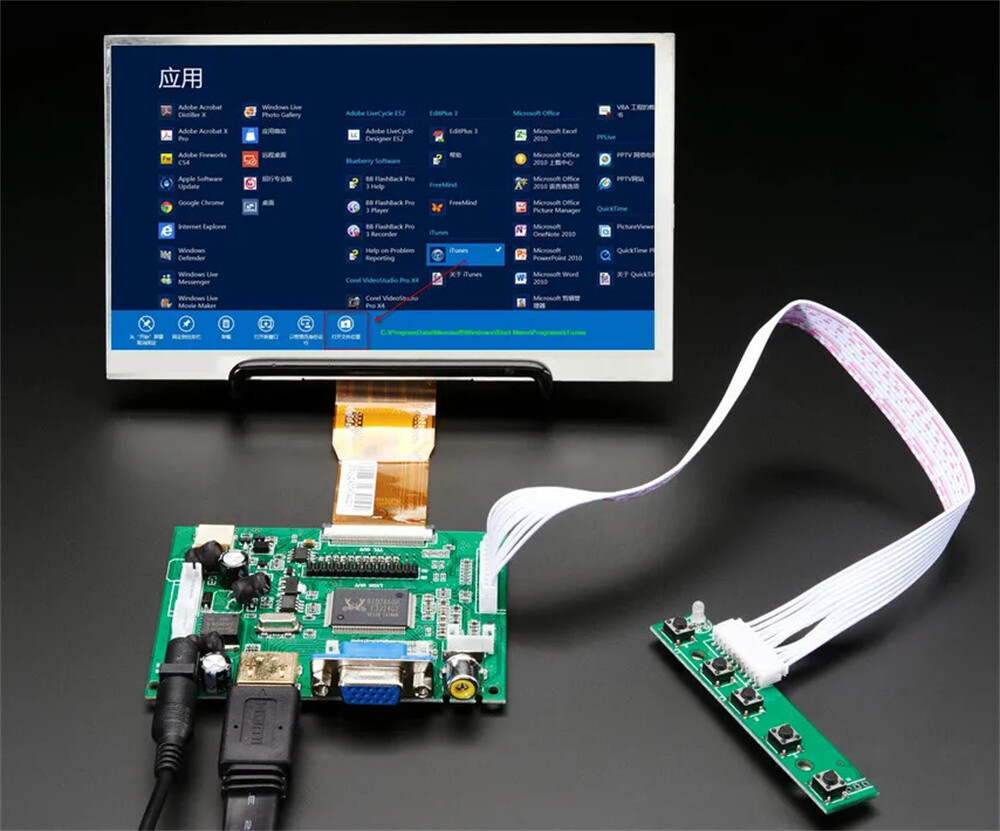 7" 800*480 Screen Display LCD with Driver Control Board 2AV HDMI-Compatible VGA