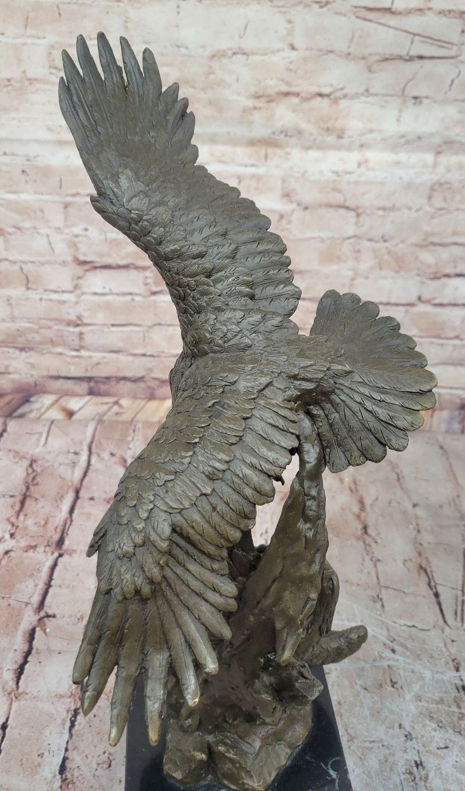 Two American Bald Eagles Fighting Bronze Sculpture Statue Decor Signed Original