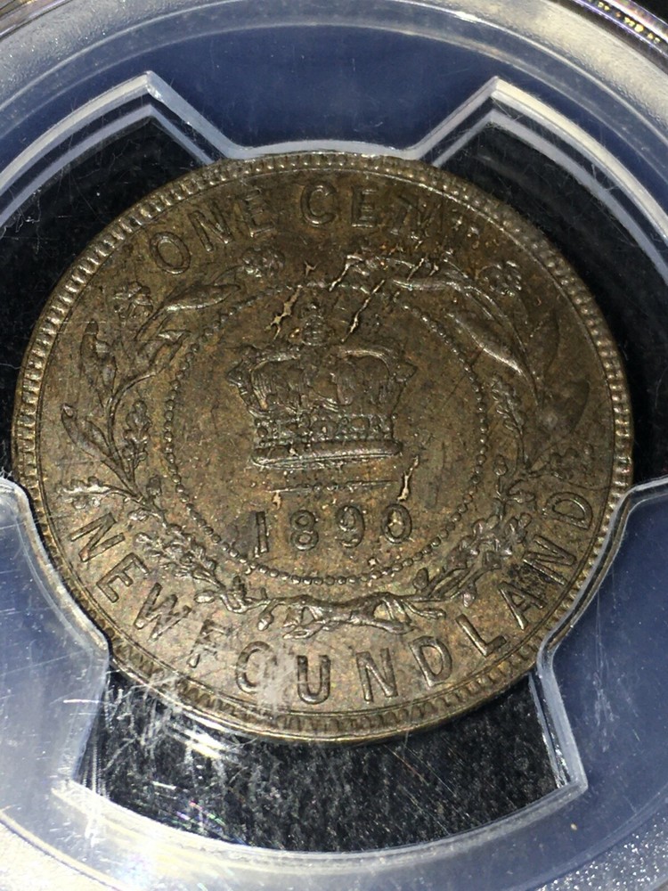 1890, PCGS Graded Newfoundland, Large One Cent, **AU-58**