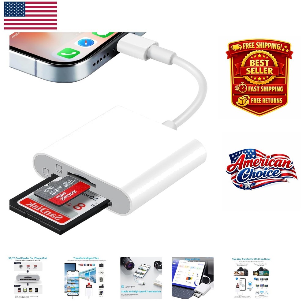Effortless iPhone SD Card Reader - Plug & Play Dual Slot for Fast Transfer