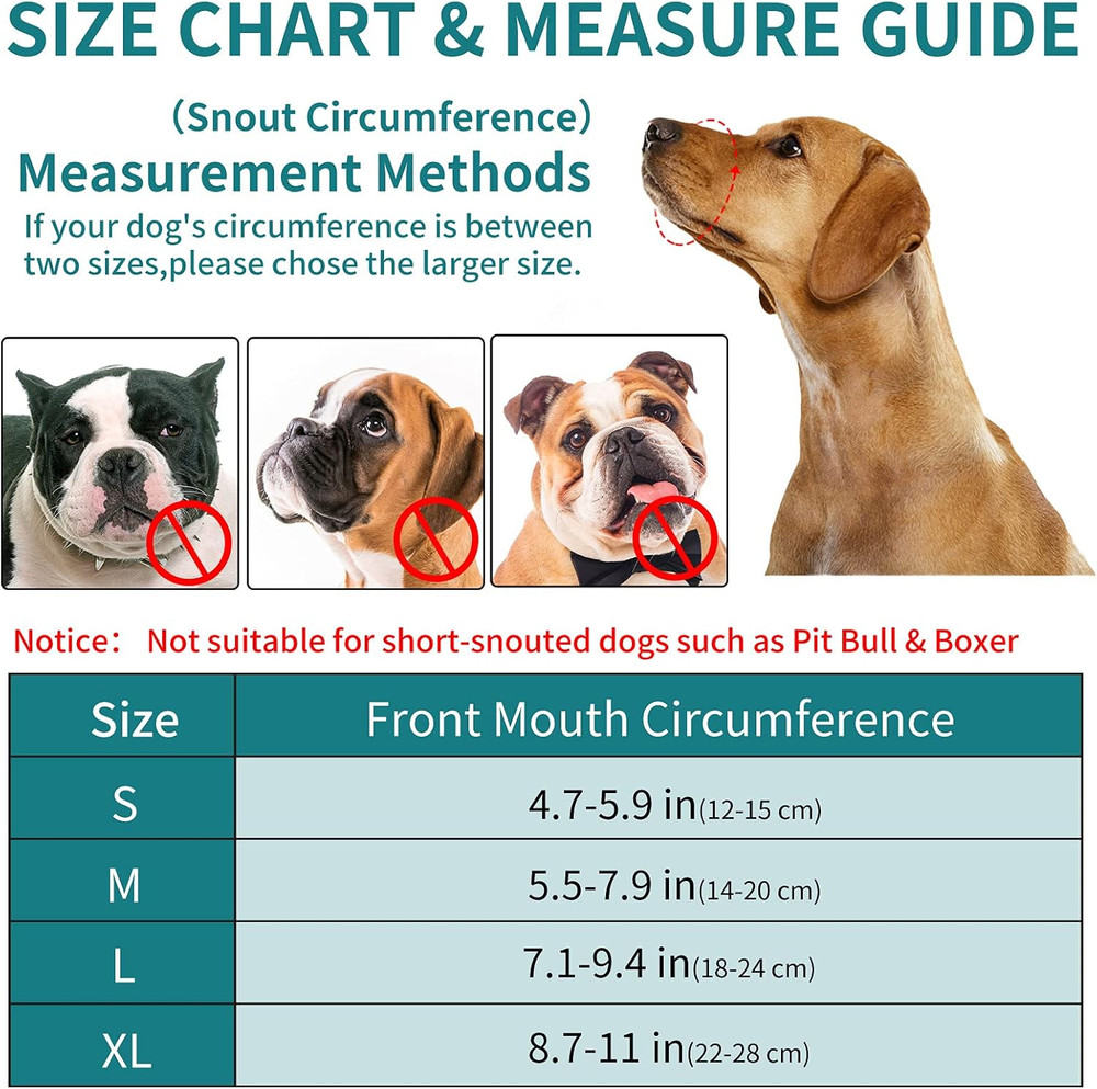 Nylon Dog Muzzle for Small Medium Large Sized Dogs, Breathable Light-Weight Mesh
